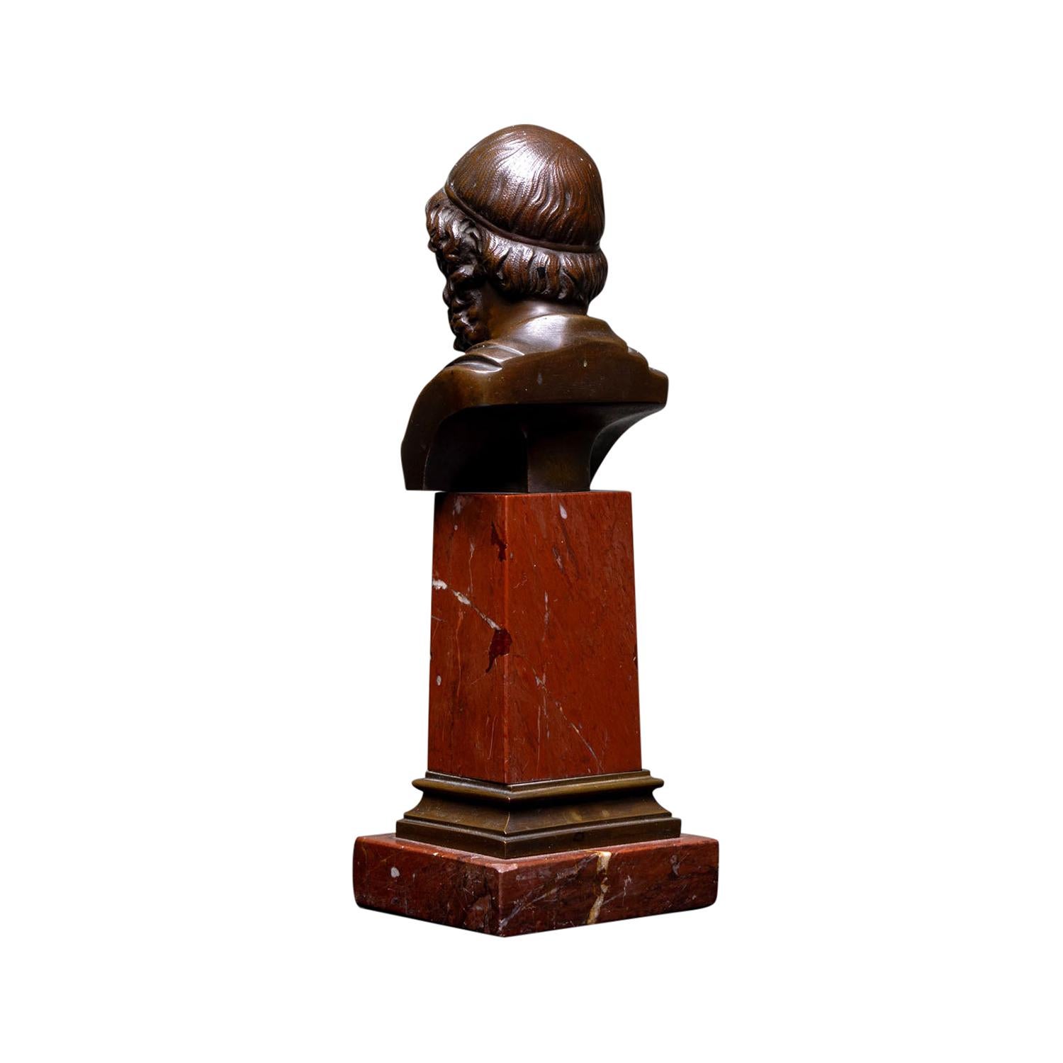 19th Century Italian Pair of Bronze Busts of Homer - Antique Décor Sculptures In Good Condition For Sale In West Palm Beach, FL
