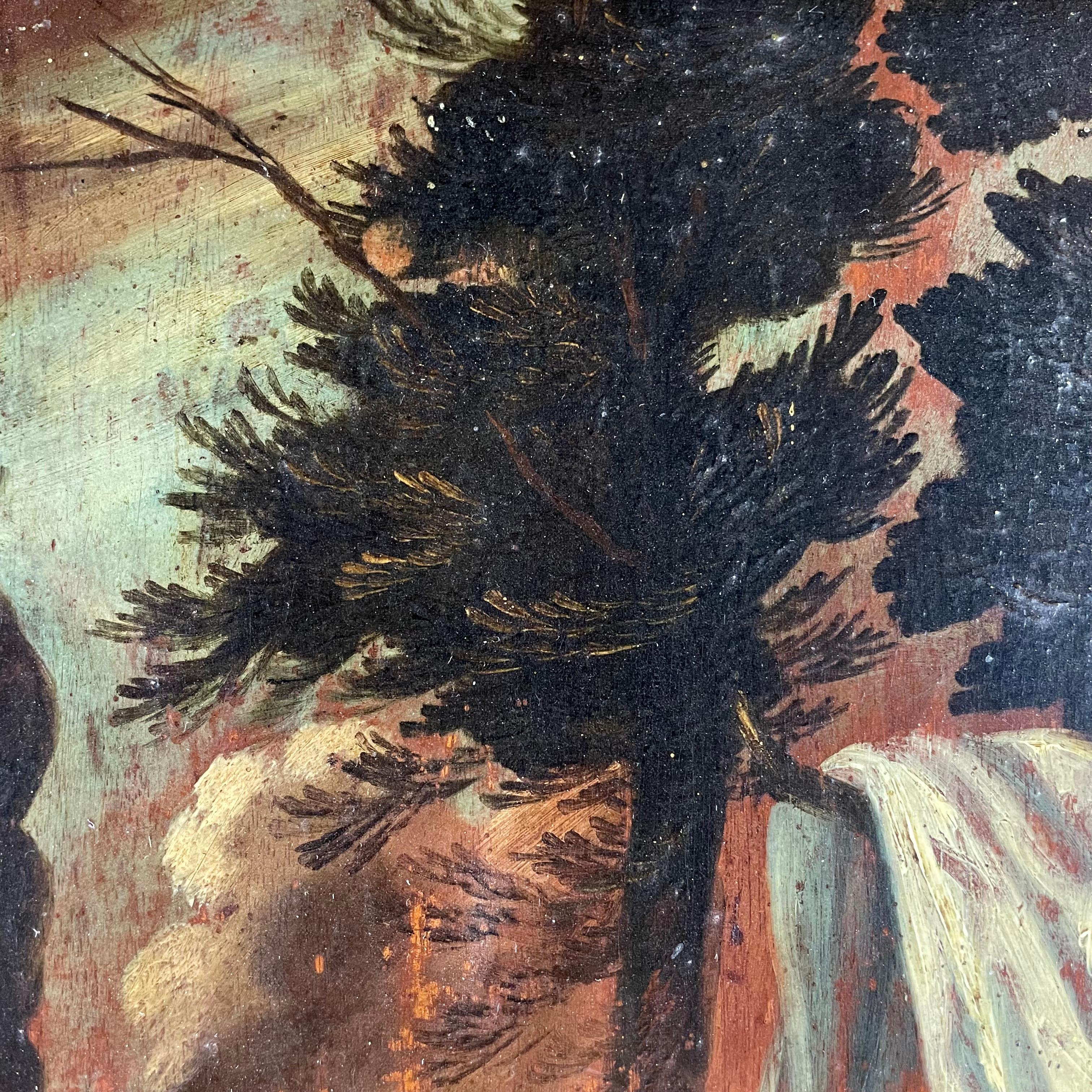 Paar italienische Cherub-Gemälde auf Holz, gerahmt, Barocksockel, 19. Jahrhundert im Angebot 1