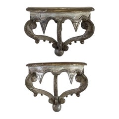19th Century Italian Pair of Gilt-Carved Pinewood Wall Brackets - Antique Décor