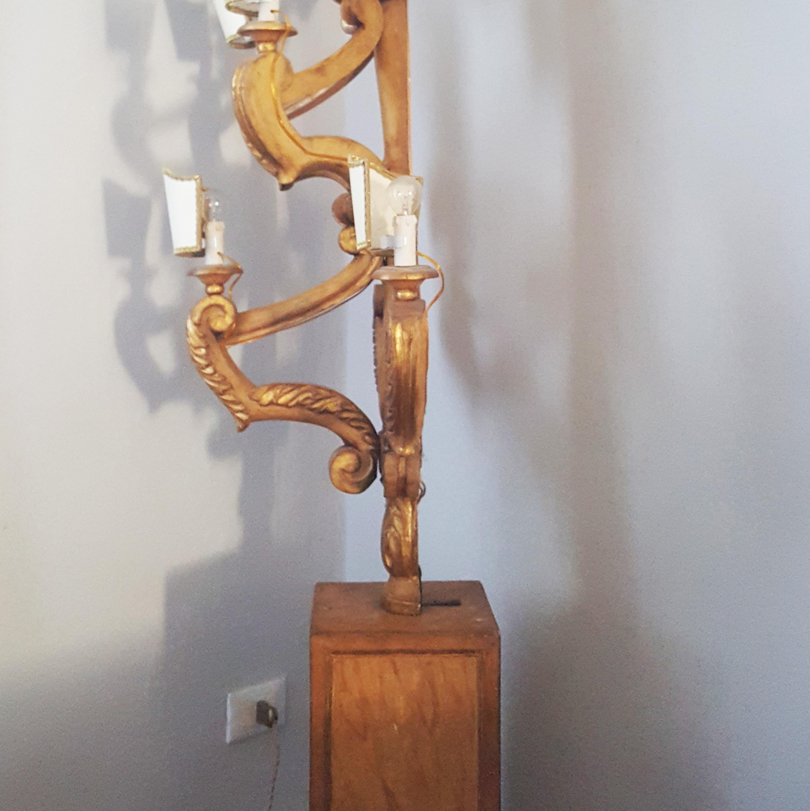 19th Century Italian Pair of Gilt Poplar Wood Eleven-Light Candelabra For Sale 9