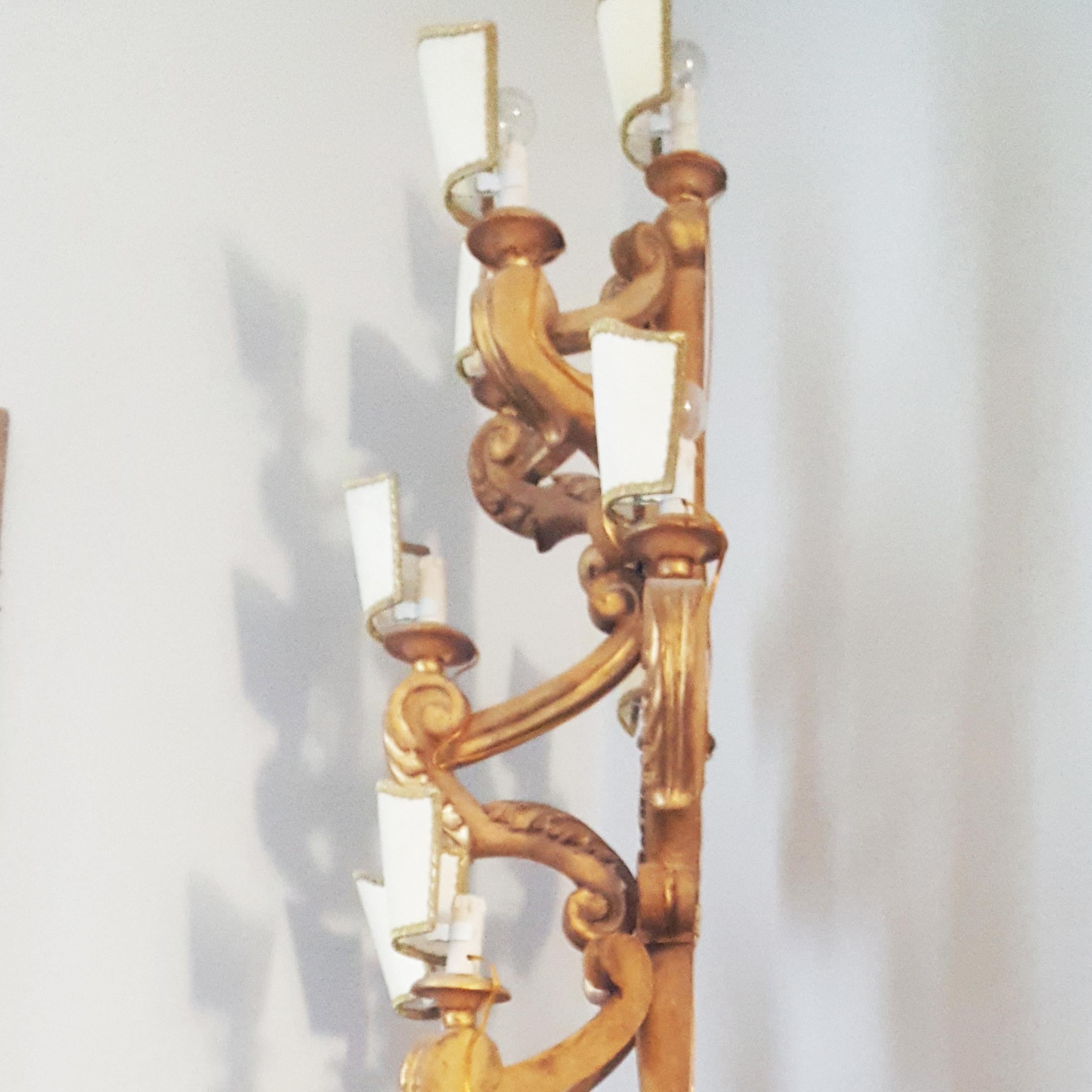 19th Century Italian Pair of Gilt Poplar Wood Eleven-Light Candelabra For Sale 10