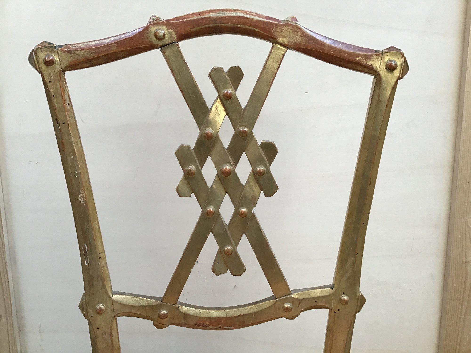 19th Century Italian Pair of Gilt Wooden Chairs with Original Upholstery, 1890s For Sale 2