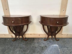 19th Century Italian Pair of Mahogany Veneer Consoles, 1890s