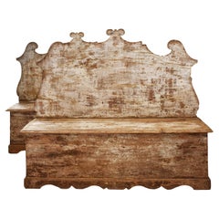 19th Century Italian Pair of Painted Wood Banquettes