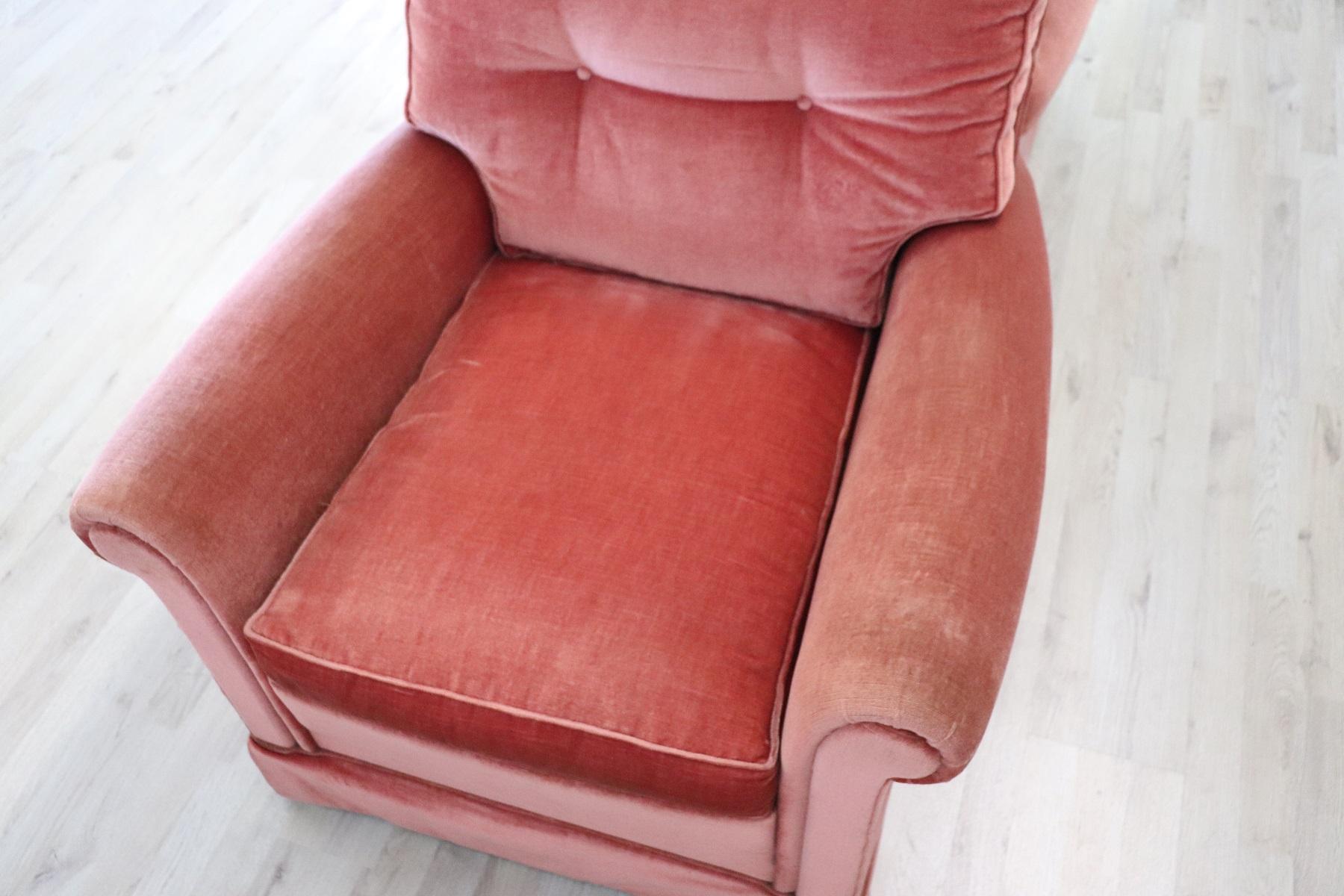 19th Century Italian Pair of Pink Velvet Armchairs, 1980s 6