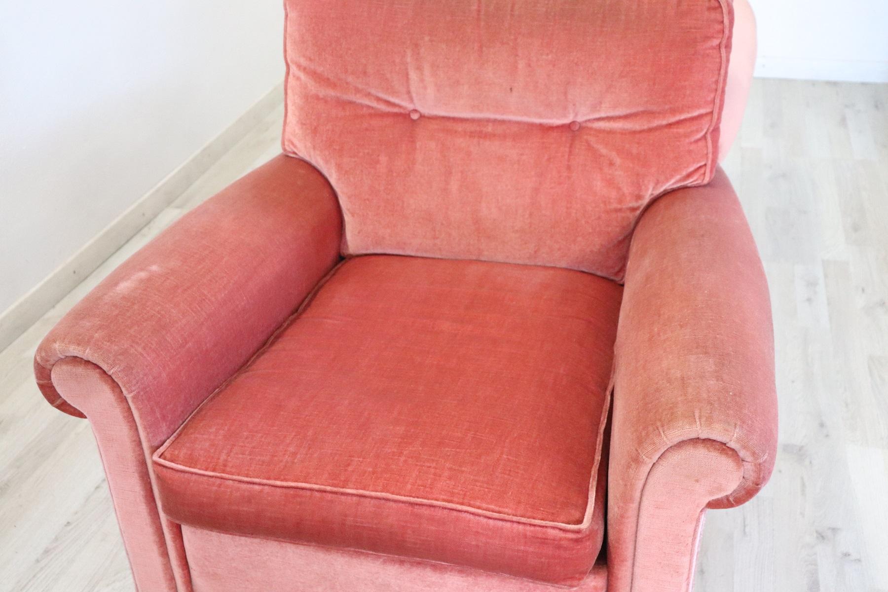 19th Century Italian Pair of Pink Velvet Armchairs, 1980s 5