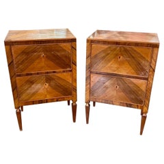 19th Century Italian Pair of Walnut Side Tables