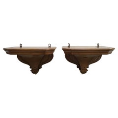 19th Century Italian Pair of Wall Shelves in Patinated Wood, 1890s