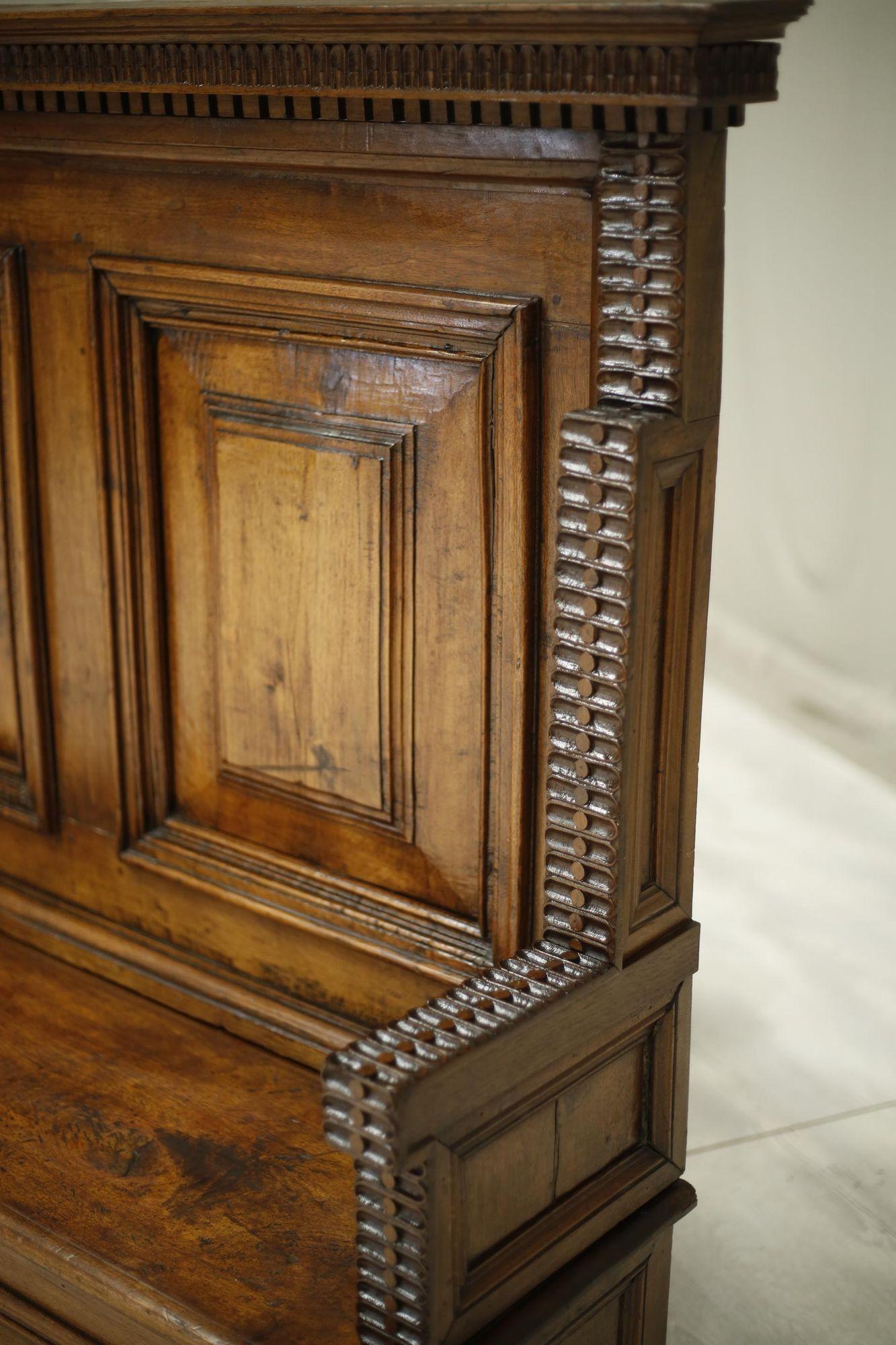 19th Century Italian Panelled Hall Bench 7