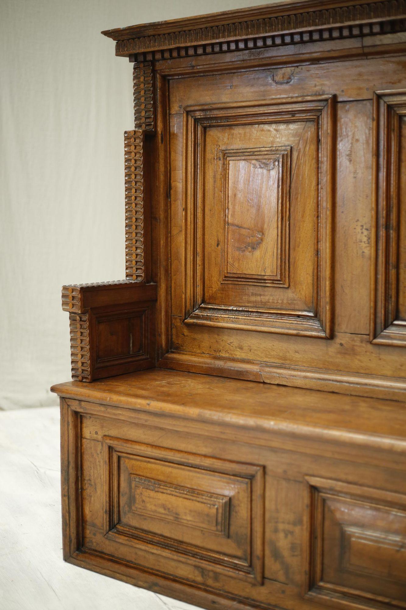 19th Century Italian Panelled Hall Bench 4