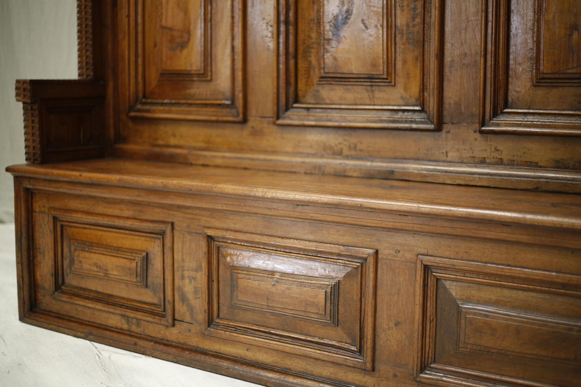 19th Century Italian Panelled Hall Bench 5