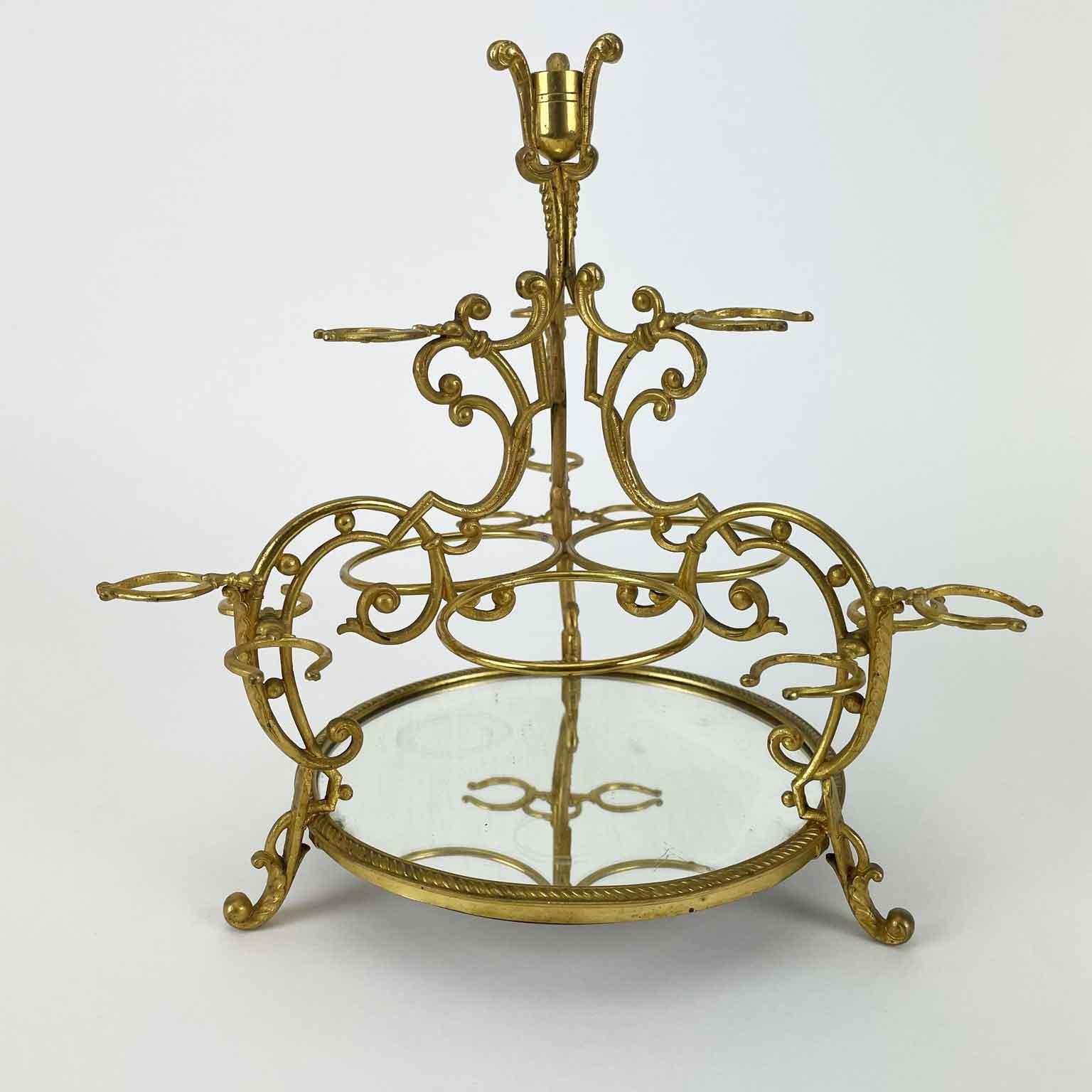 Italienisches Likörset aus vergoldetem und Rosenglas, Tantalus, 19. Jahrhundert im Angebot 4