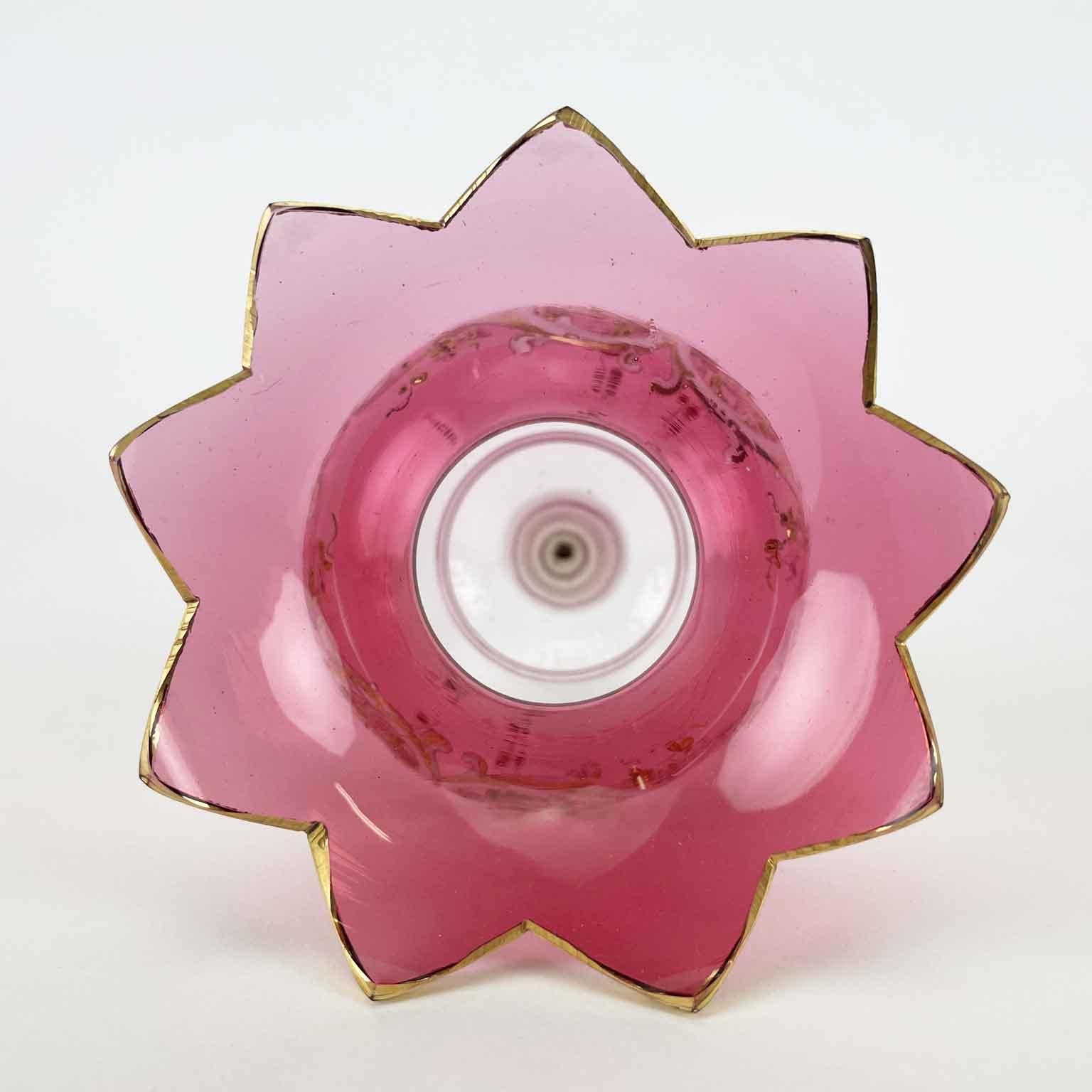 19th Century Italian Parcel Gilt and Rose Glass Liqueur Set Tantalus For Sale 5