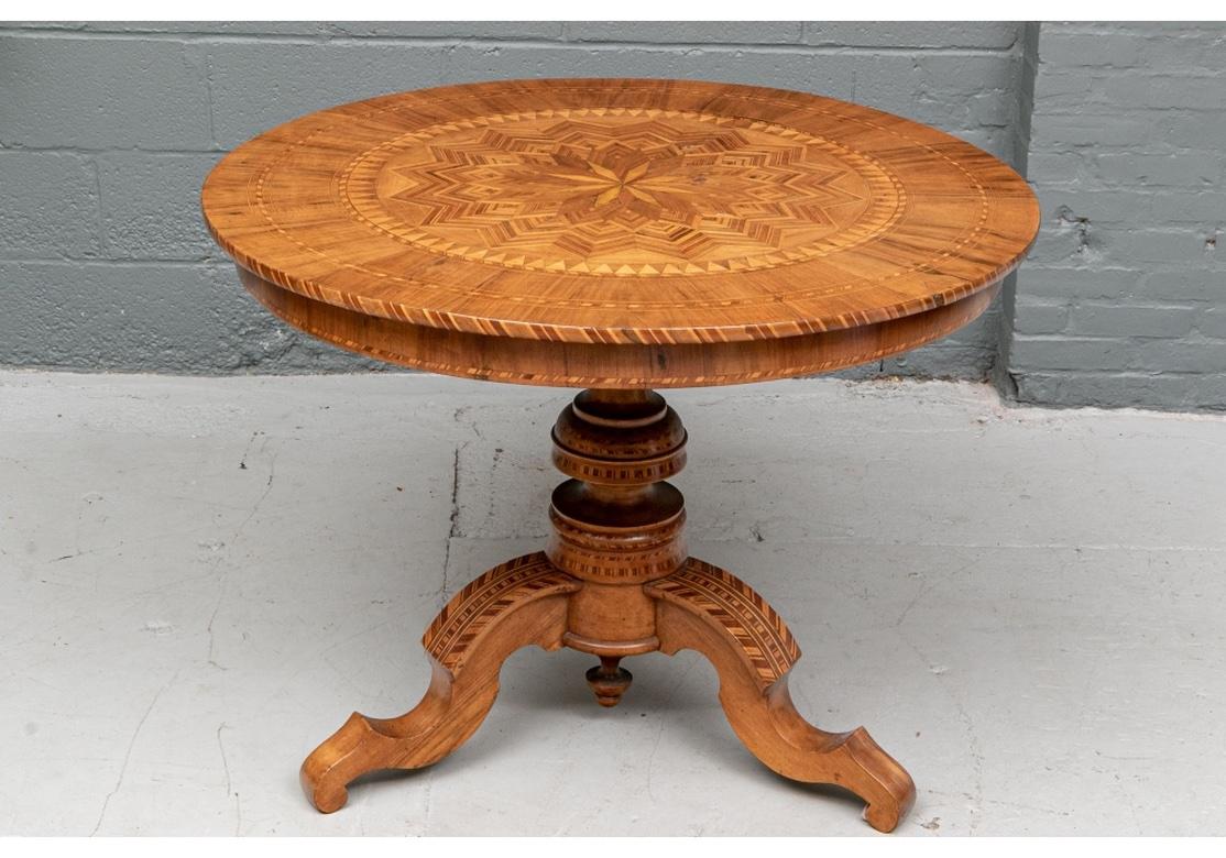 19th Century, Italian Parquetry Walnut  Center Table For Restoration For Sale 5