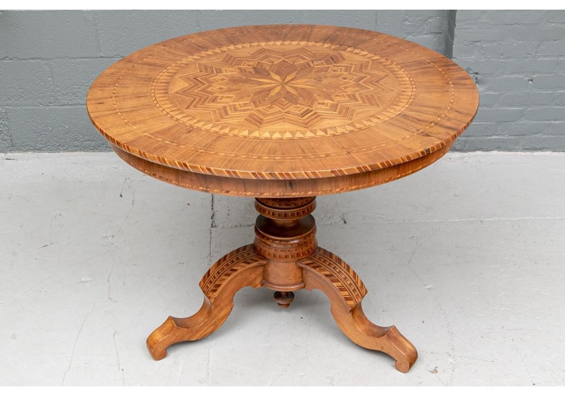 19th Century, Italian Parquetry Walnut  Center Table For Restoration For Sale 10