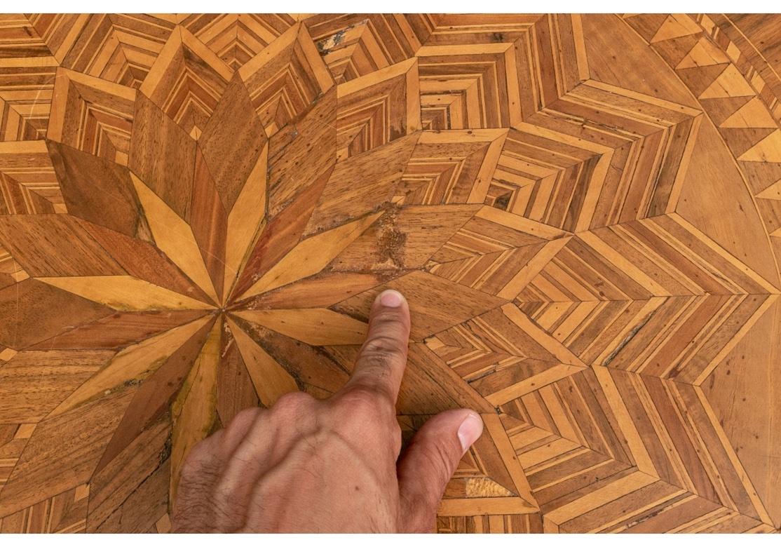 19th Century, Italian Parquetry Walnut  Center Table For Restoration In Distressed Condition For Sale In Bridgeport, CT