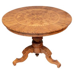 19th Century, Italian Parquetry Walnut  Center Table For Restoration
