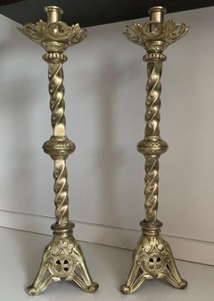 19th Century Italian Paschal Candleholder Bronze Venice Torchères Candlesticks