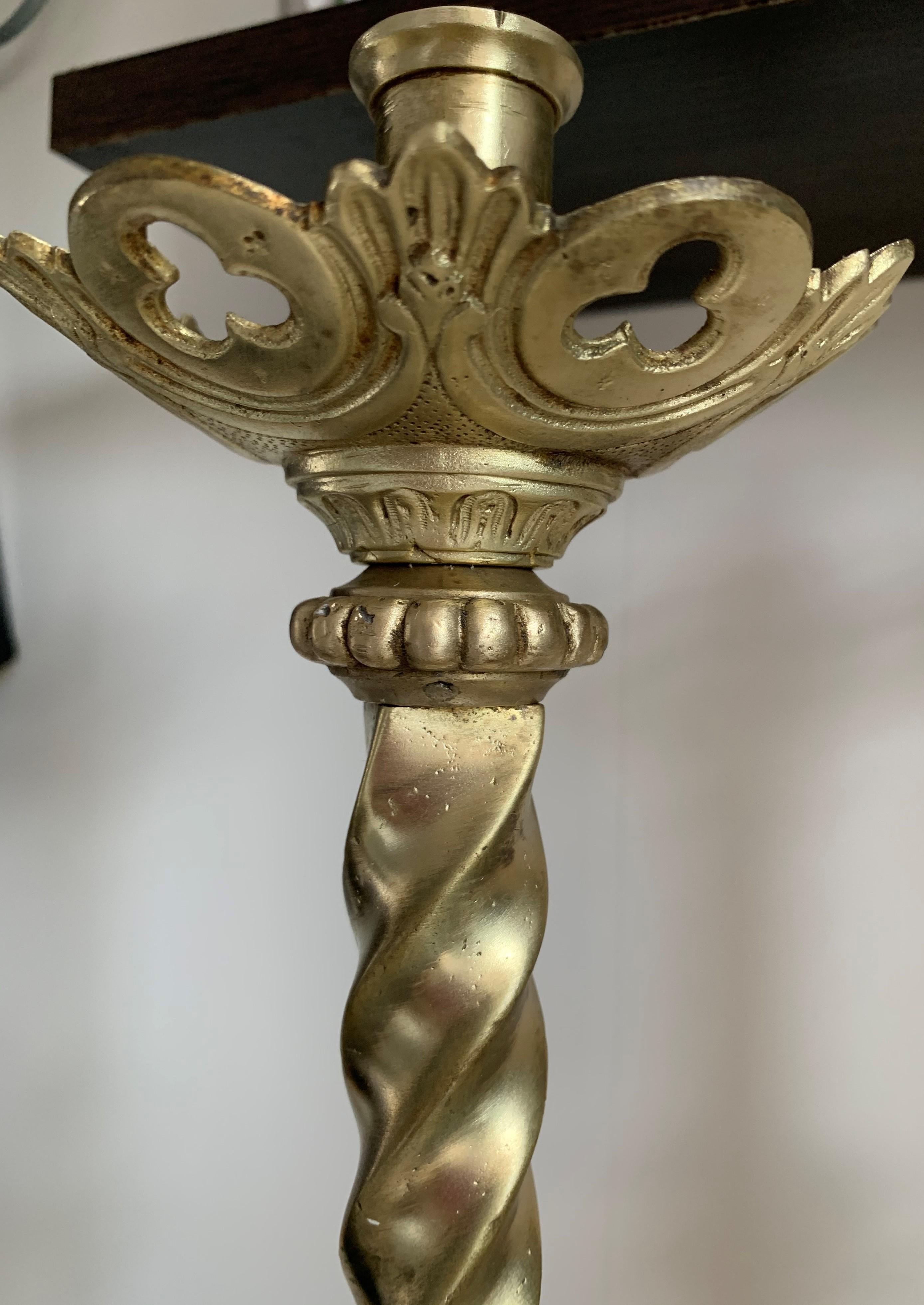 19th Century Italian Paschal Candleholder Bronze Venice Torchères Candlesticks For Sale 1