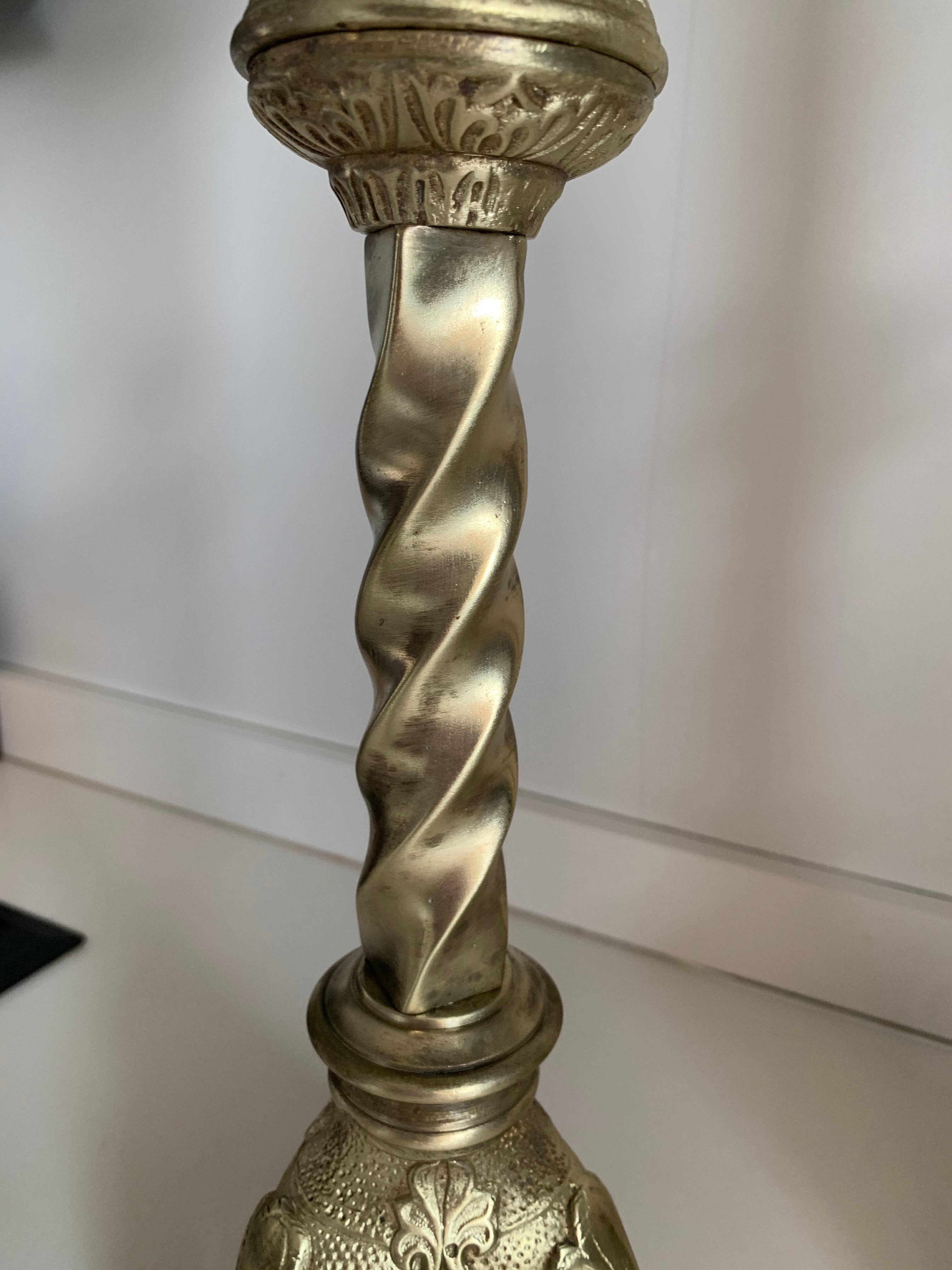 19th Century Italian Paschal Candleholder Bronze Venice Torchères Candlesticks For Sale 4