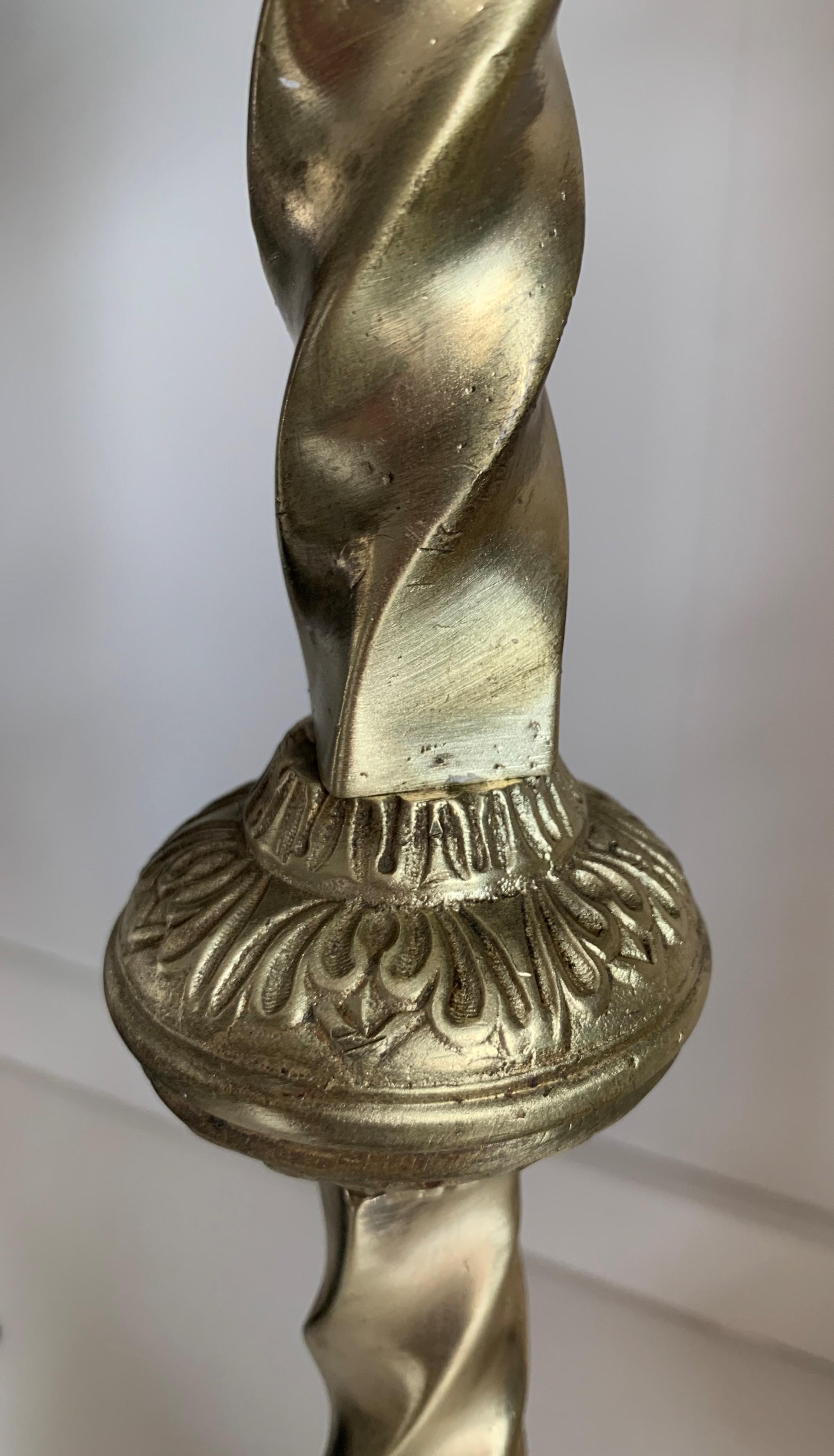 19th Century Italian Paschal Candleholder Bronze Venice Torchères Candlesticks For Sale 5