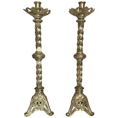 19th Century Italian Paschal Candleholder Bronze Venice Torchères Candlesticks