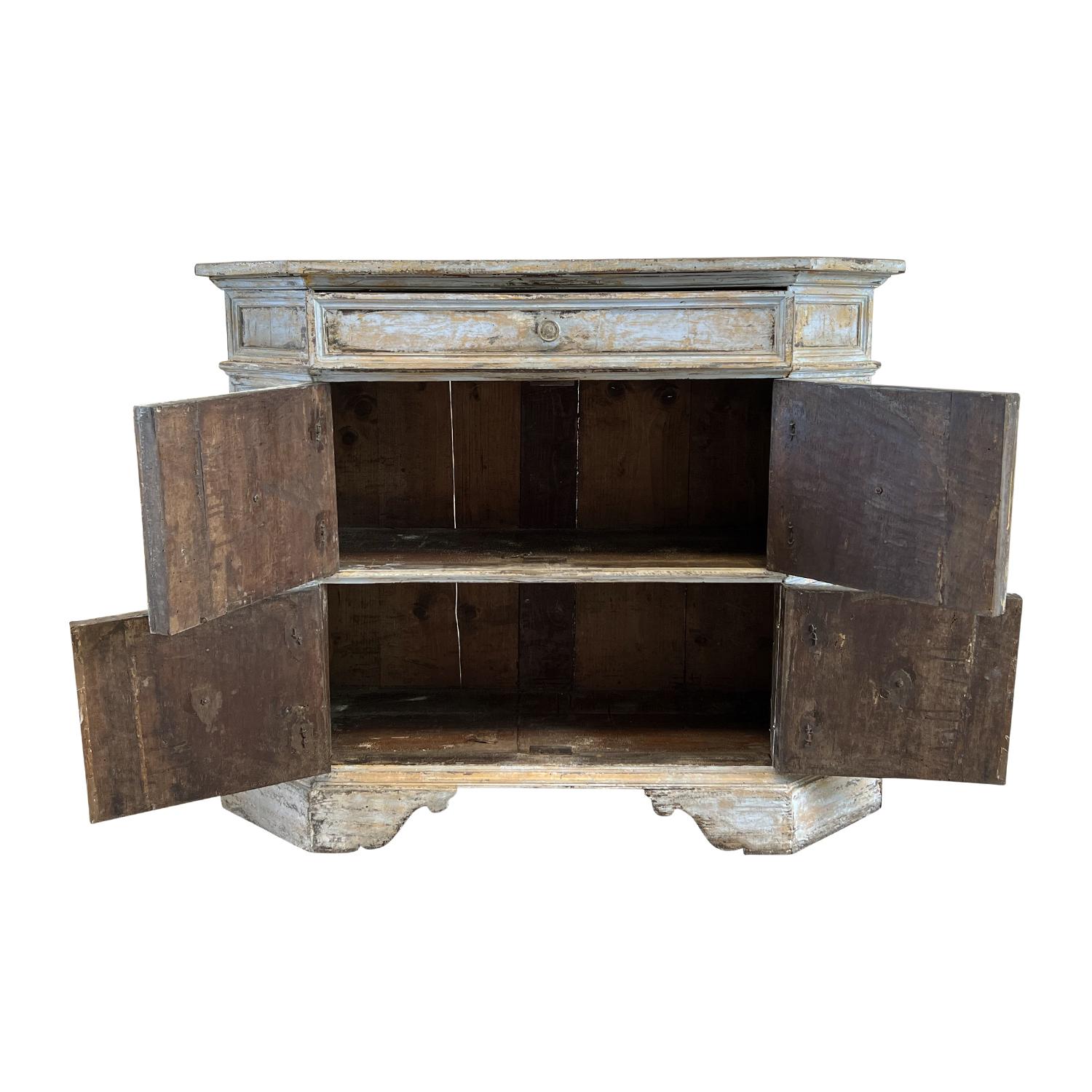 Credenza italiana de madera de pino azul pastel del siglo XIX - Armario toscano antiguo Pino