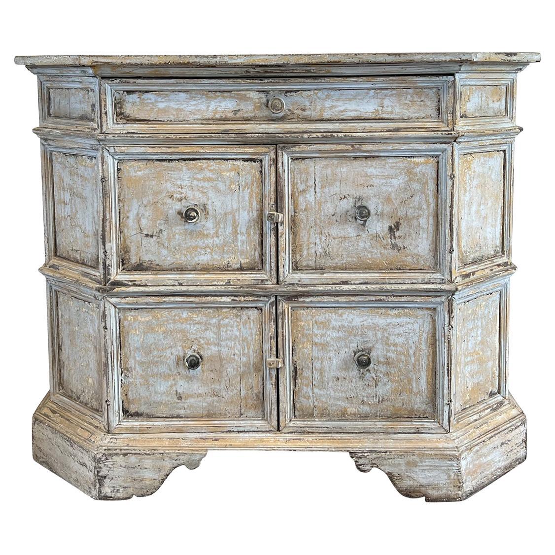 19th Century Italian Pastel Blue Pinewood Credenza - Antique Tuscan Cabinet For Sale