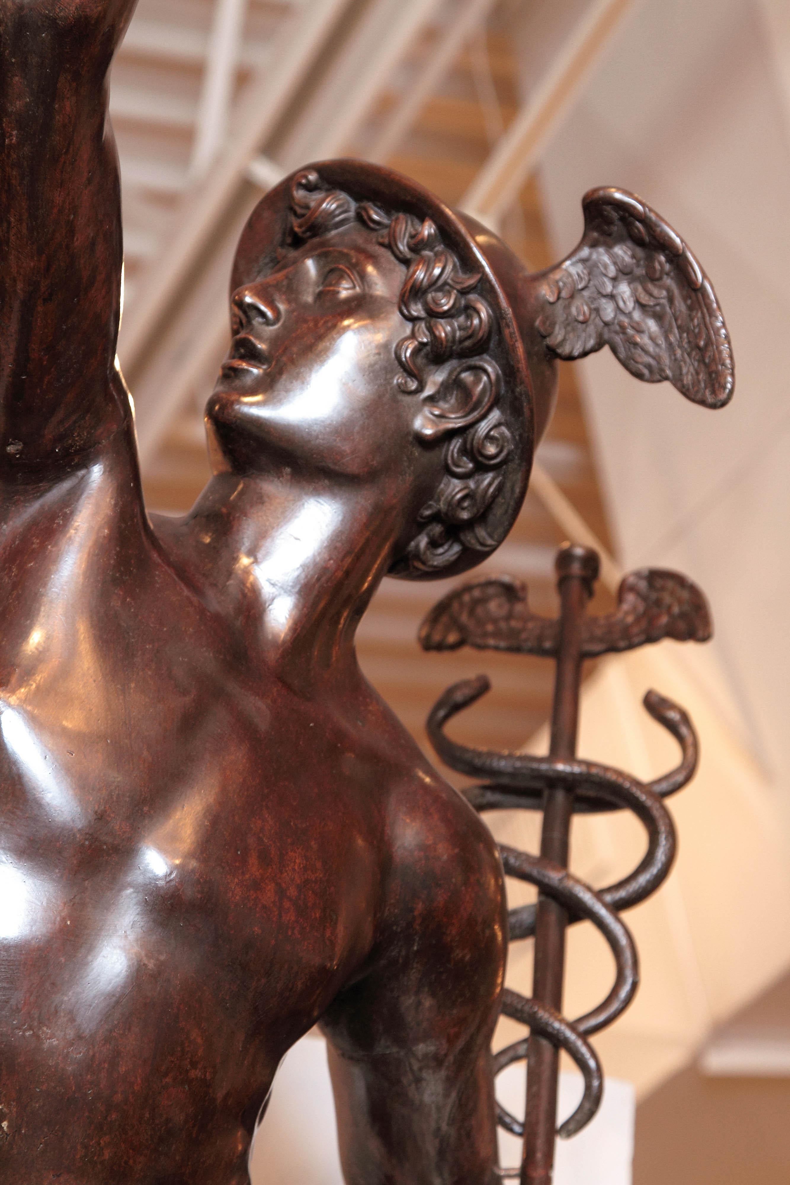 19th Century Italian Patinated Bronze of Mercury Life-Size For Sale 6