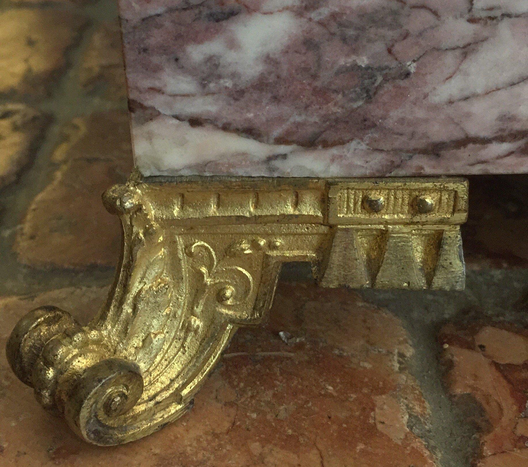 Italian 19th Century Empire Violet Marble Column Fior Di Pesco Ormolu Pedestal 4