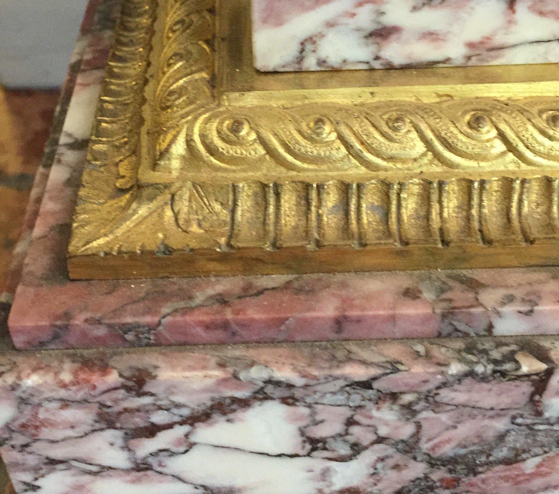 Italian 19th Century Empire Violet Marble Column Fior Di Pesco Ormolu Pedestal 5