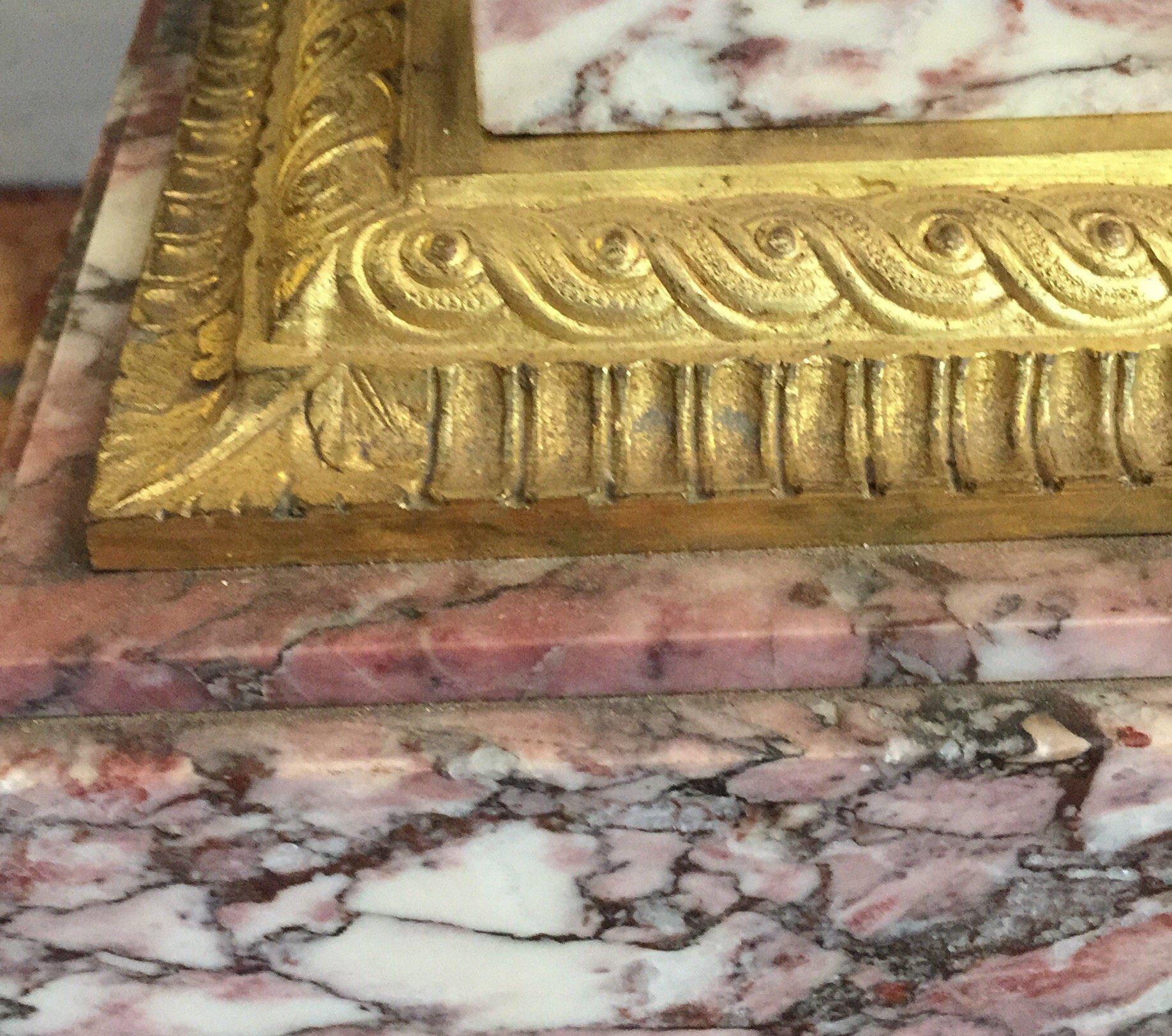 Italian 19th Century Empire Violet Marble Column Fior Di Pesco Ormolu Pedestal 6