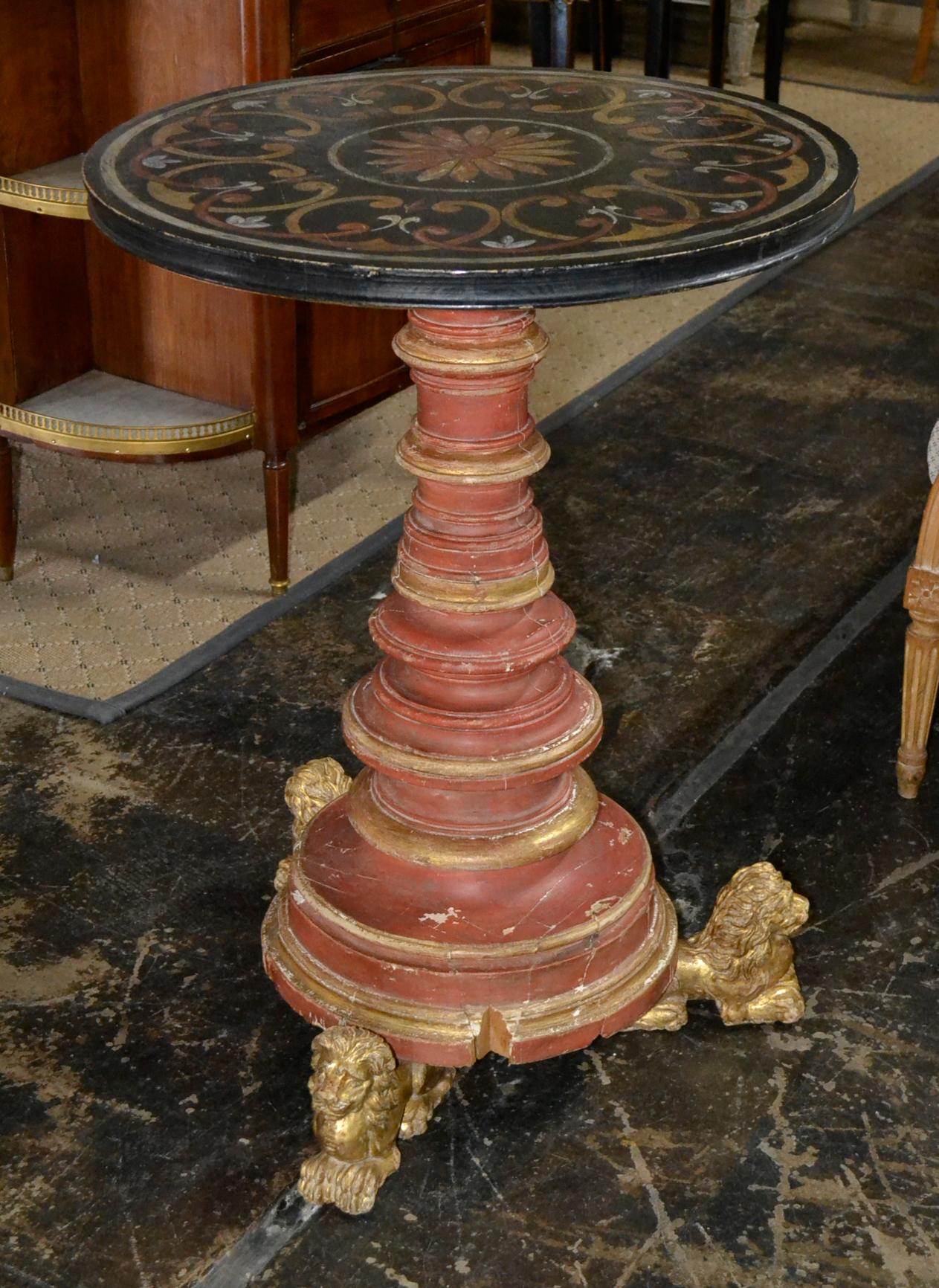 Wood 19th Century Italian Pedestal Table