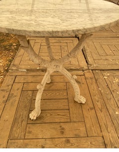 19th Century Italian Pedestal Table with Lion Paw Feet Painted White Iron Base