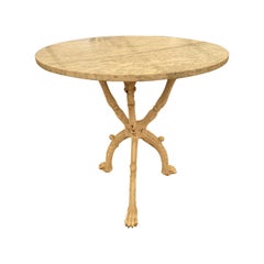 19th Century Italian Pedestal Table with Lion Paw Feet Painted White Iron Base