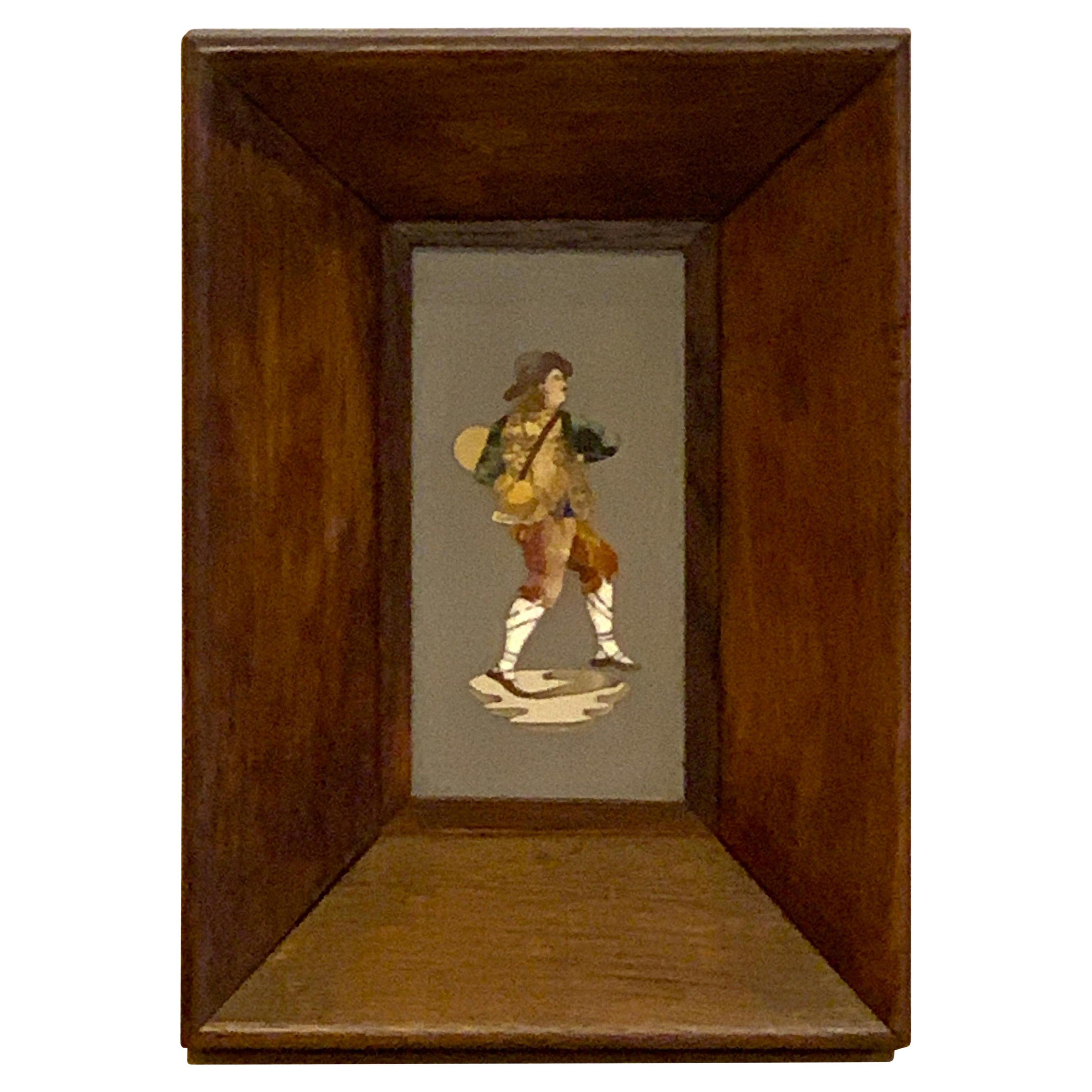 19th Century Italian Pietra Dura Plaque, Framed in Deep Walnut Frame