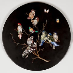 19th Century Italian Pietra Dura Top Table Depicting Birds on a Carved Base