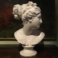 19th Century Italian Plaster Bust After an Antique Model, Depicting a Woman