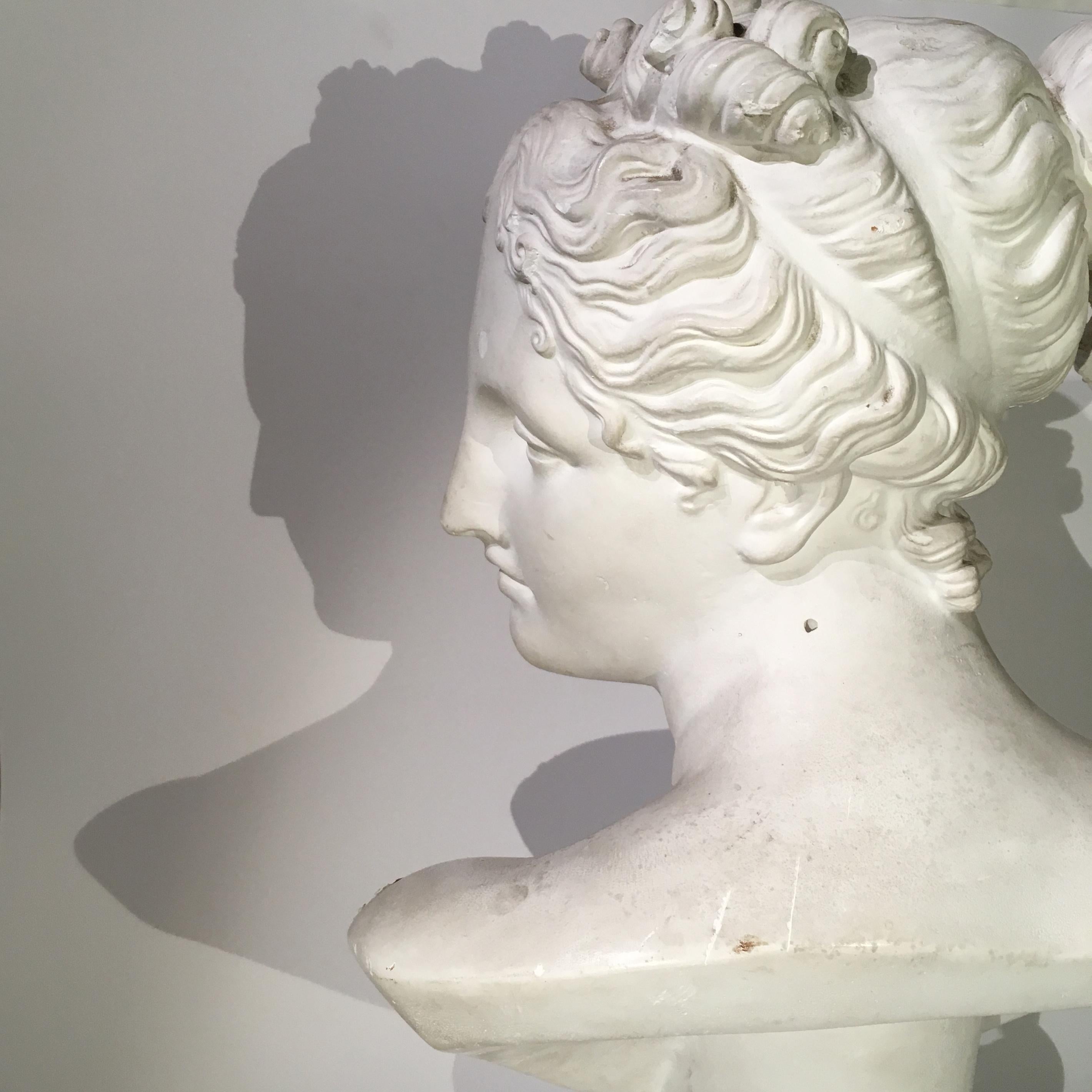 19th Century Italian Plaster Bust After an Antique Model, Depicting a Woman For Sale 1