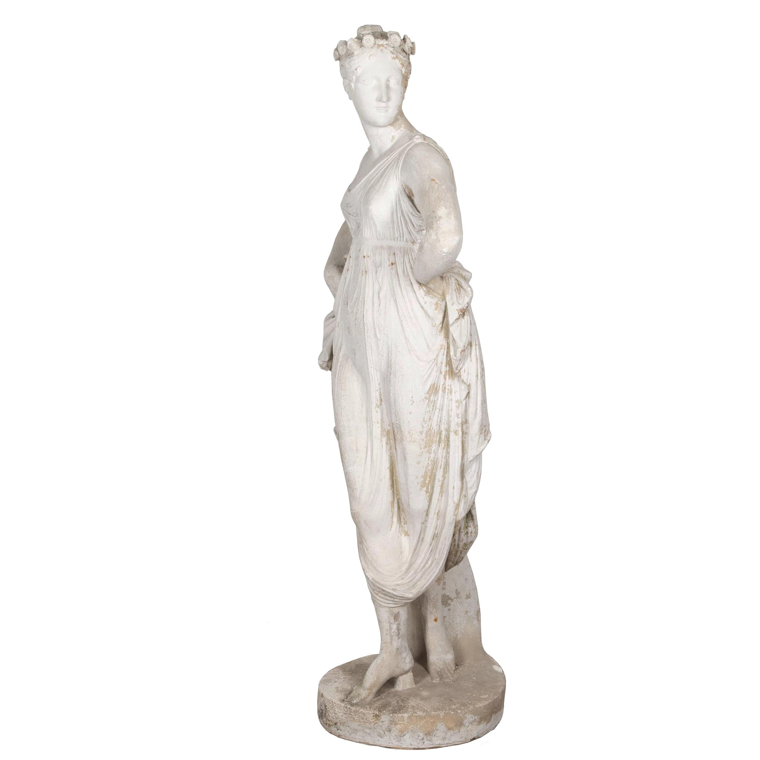 This wonderfully patinated life-size plaster statue is after the Italian sculptor Antonio Canova (1757-1822), 