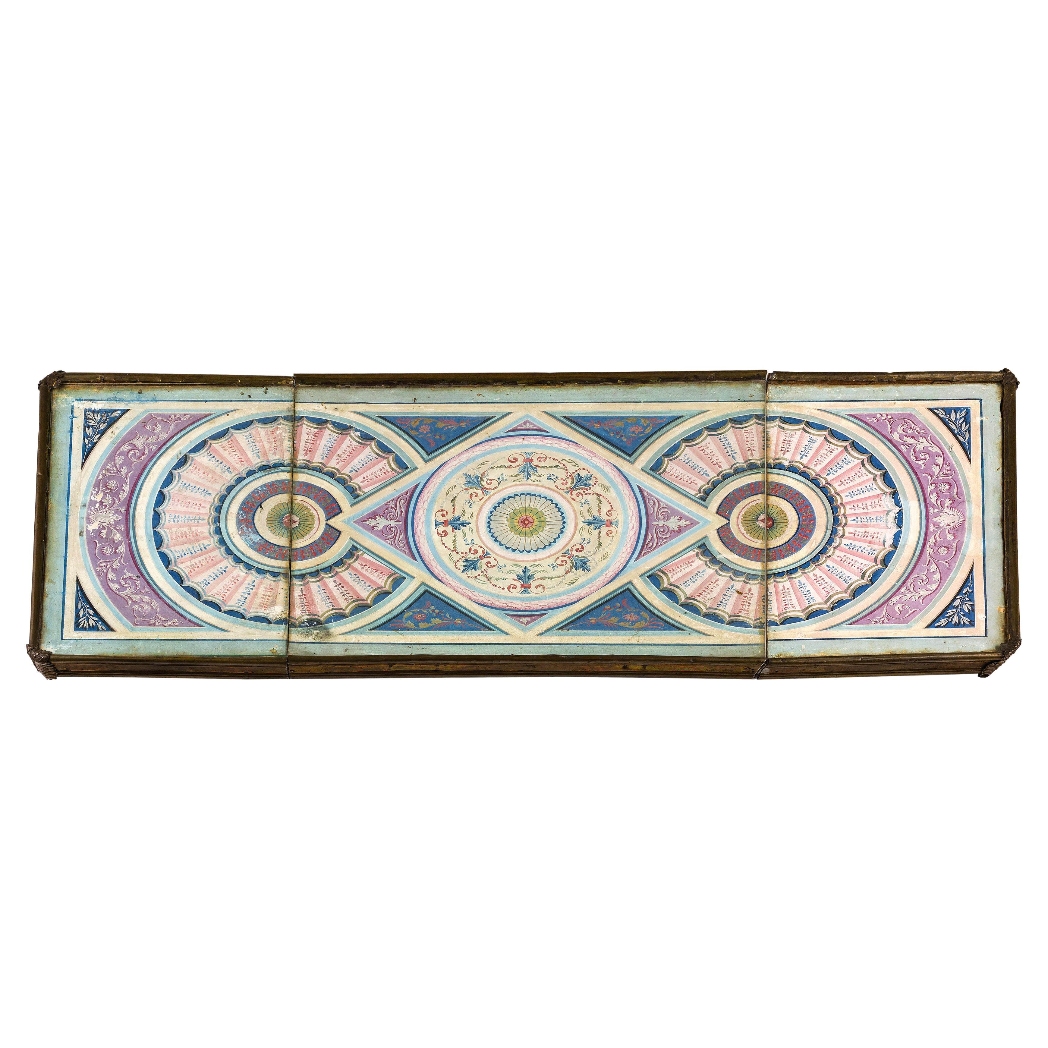 19th Century, Italian Polychrome Paper Painted Centerpiece For Sale