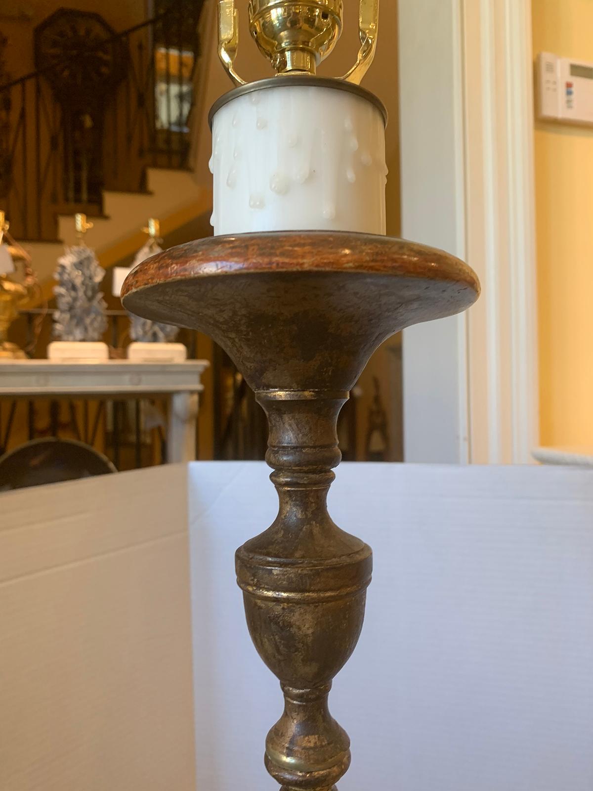 19th Century Italian Polychrome Pricket Candlestick as Floor Lamp For Sale 3