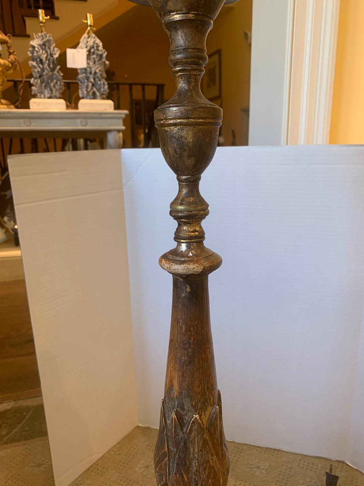 19th Century Italian Polychrome Pricket Candlestick as Floor Lamp For Sale 4
