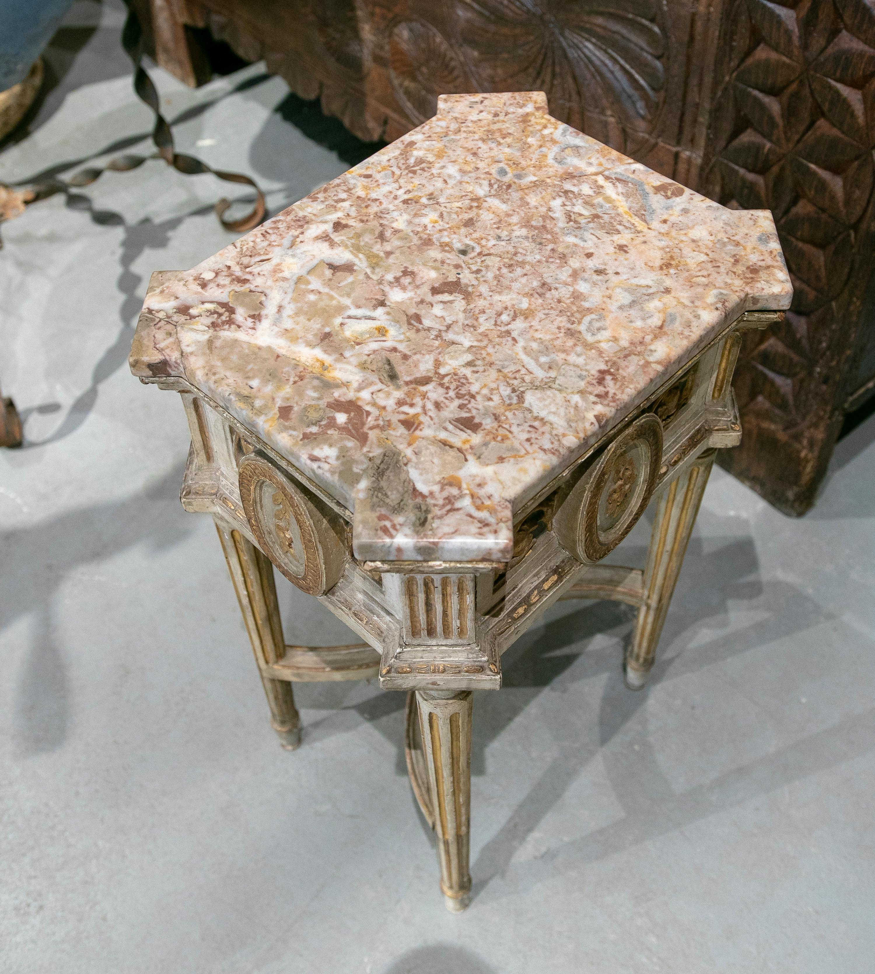 19th Century Italian Polychromed Side Table with Marble Top For Sale 9