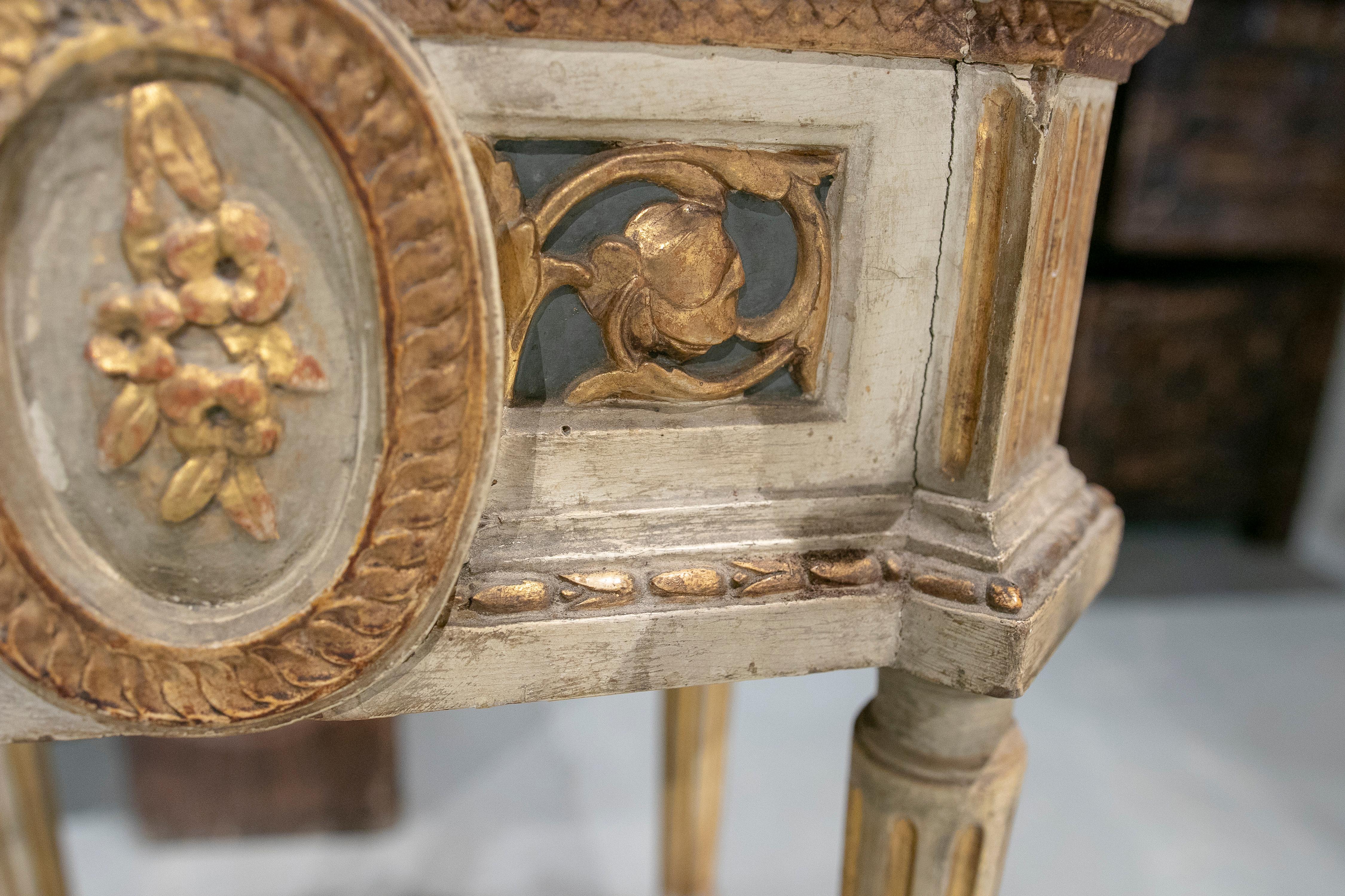 19th century Italian polychromed side table with marble top.
 