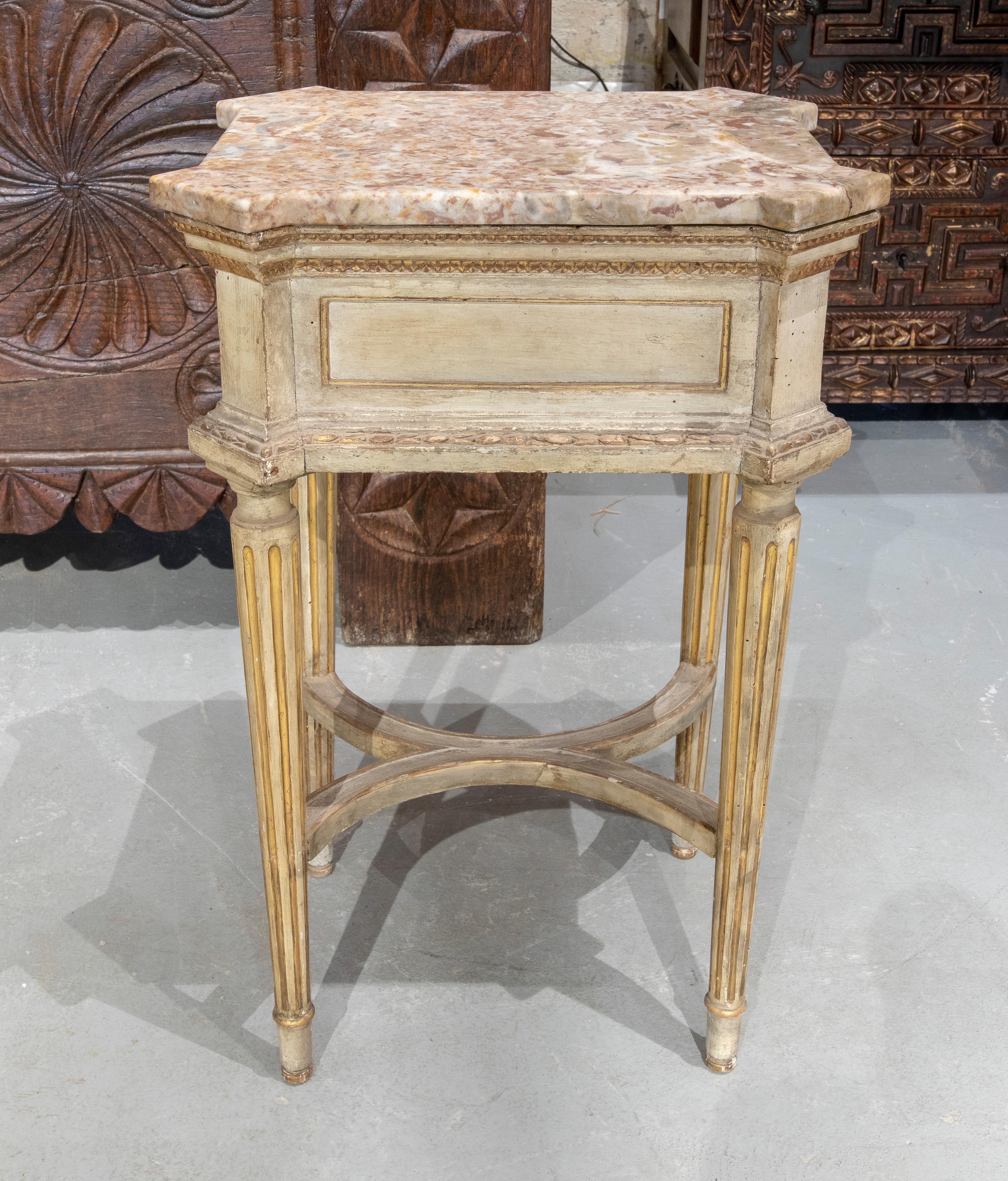 19th Century Italian Polychromed Side Table with Marble Top For Sale 3