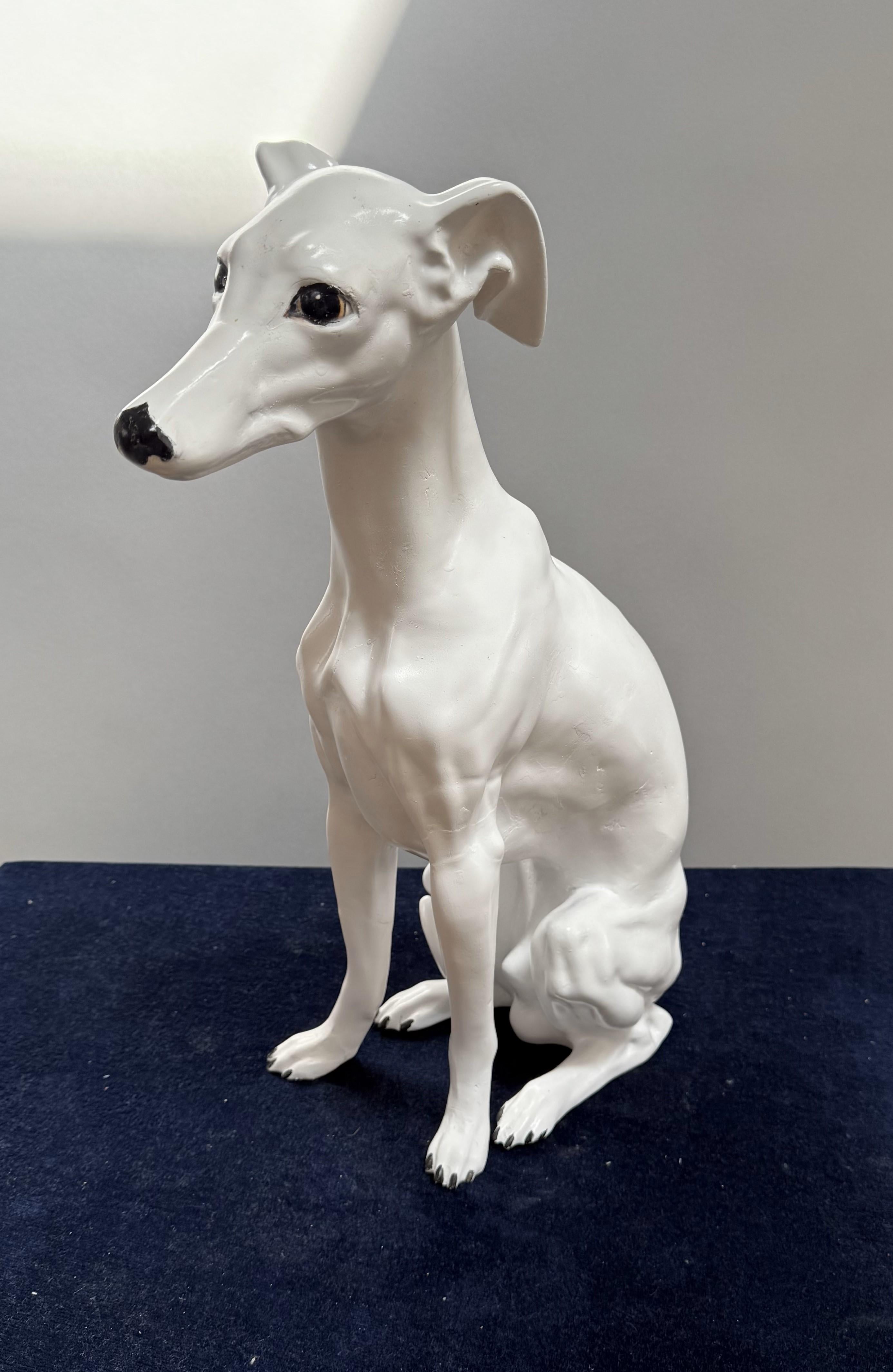 19th Century Italian Porcelain Greyhound. Beautifully sculpted with realistic facial expression. Made in Italy, circa 1890.
20