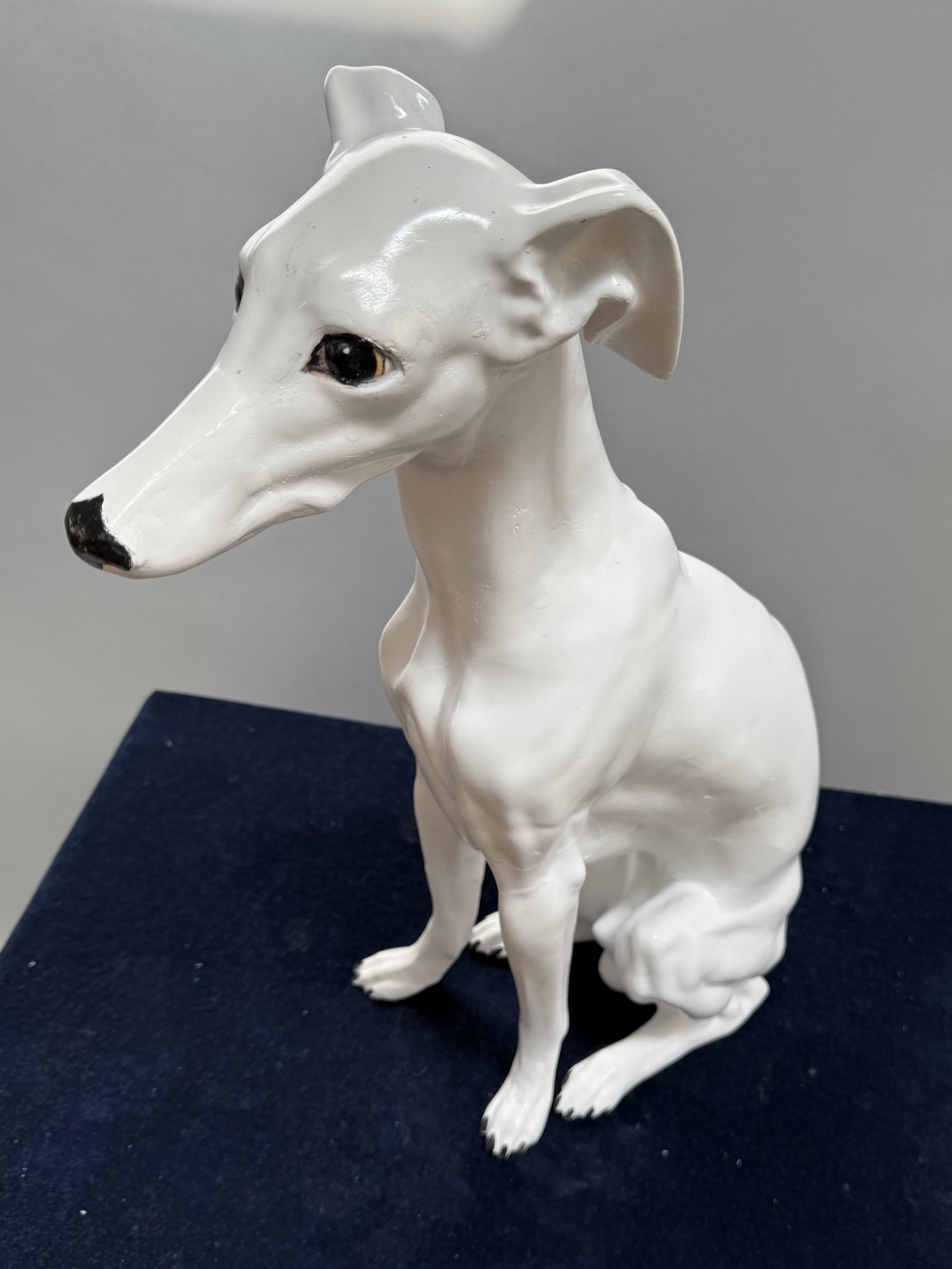 Late Victorian 19th Century Italian Porcelain Greyhound For Sale