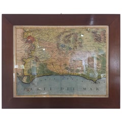 19th Century Italian Print Region of Rome Walnut Frame