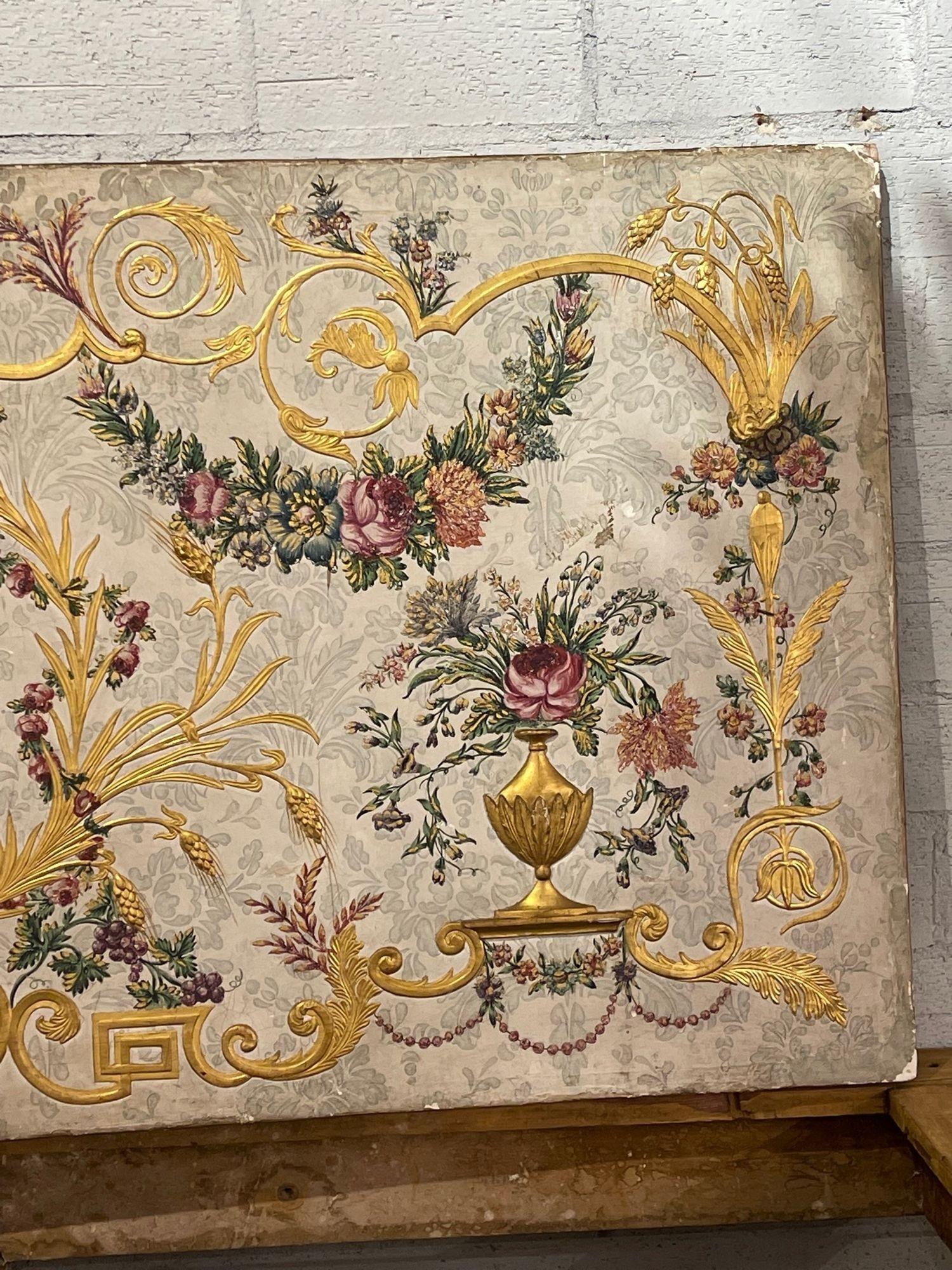 19th Century Italian Raised Gilt Gesso and Oil Painted Panel For Sale 6